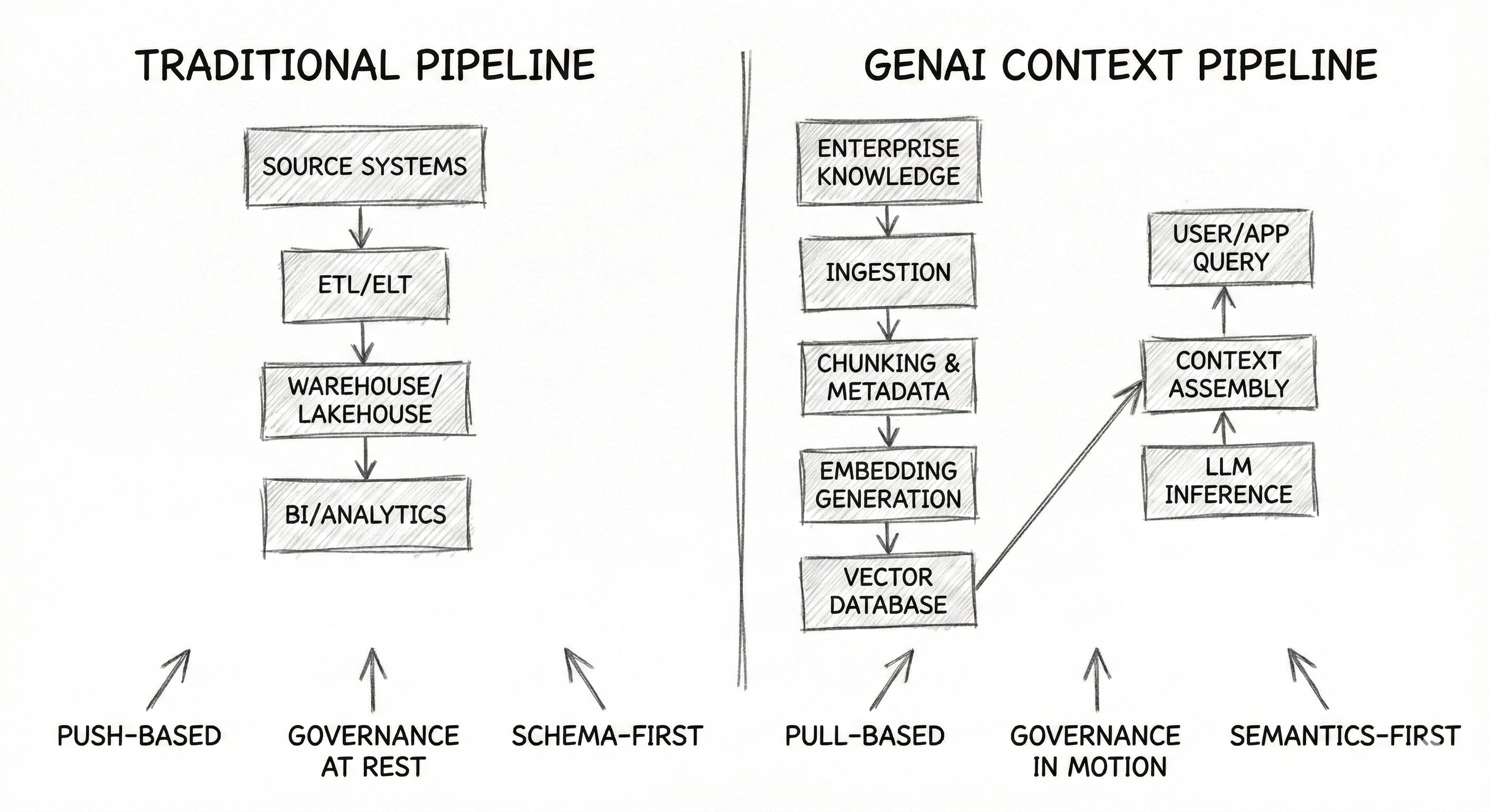 Traditional vs GenAI Data Pipelines